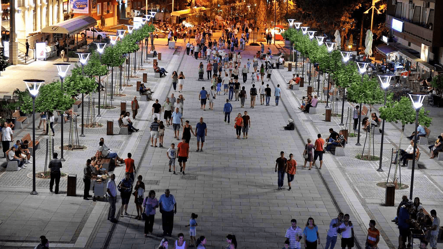 people walking in the street