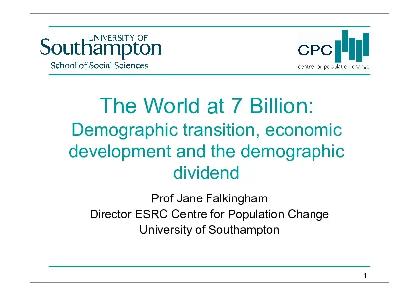 7 Billion Actions Campaign – Demographic Transition in Kosovo: Challenges and Opportunities in the World of 7 Billion