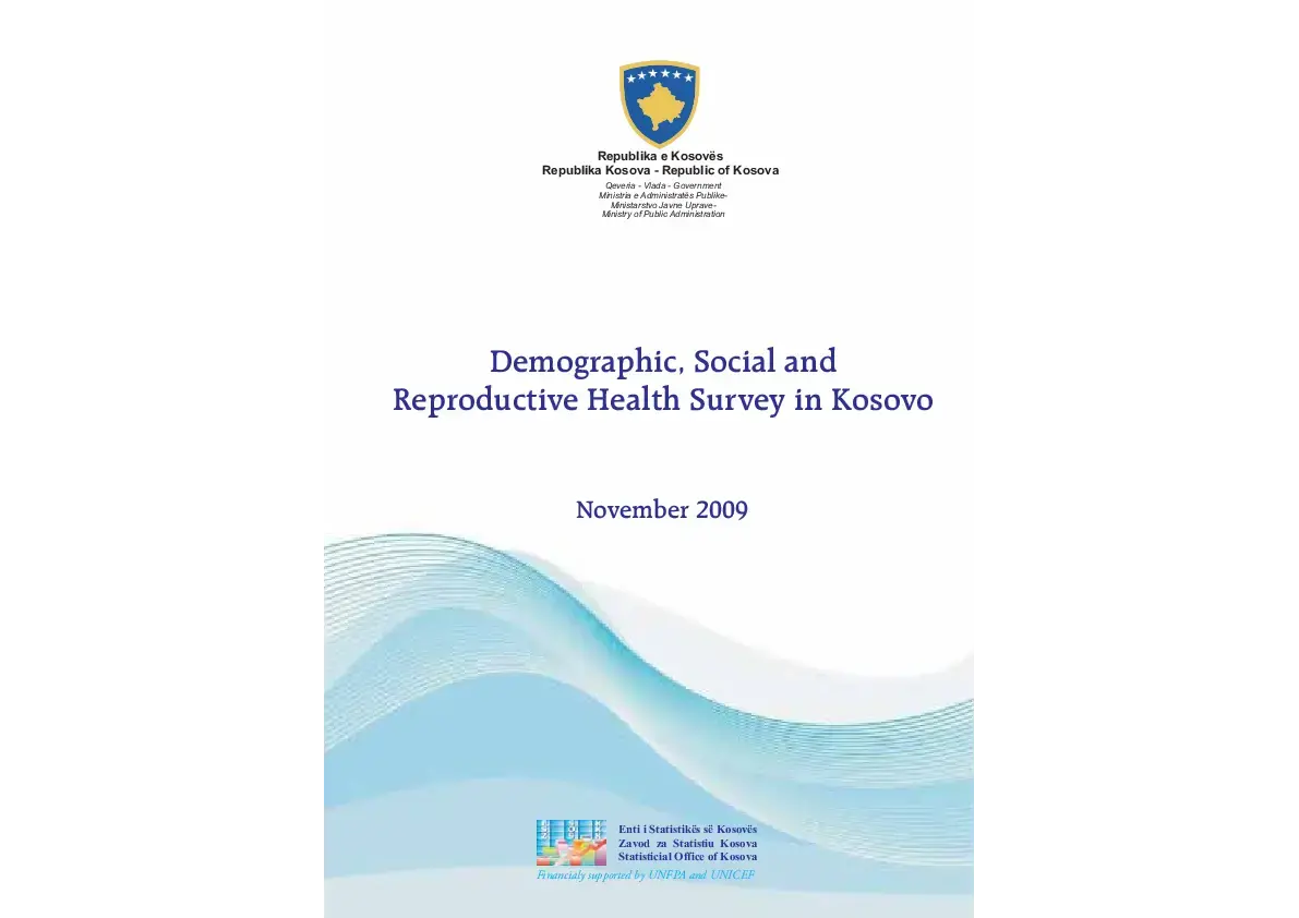 Demographic, Social and Reproductive Health survey in Kosovo – 2009